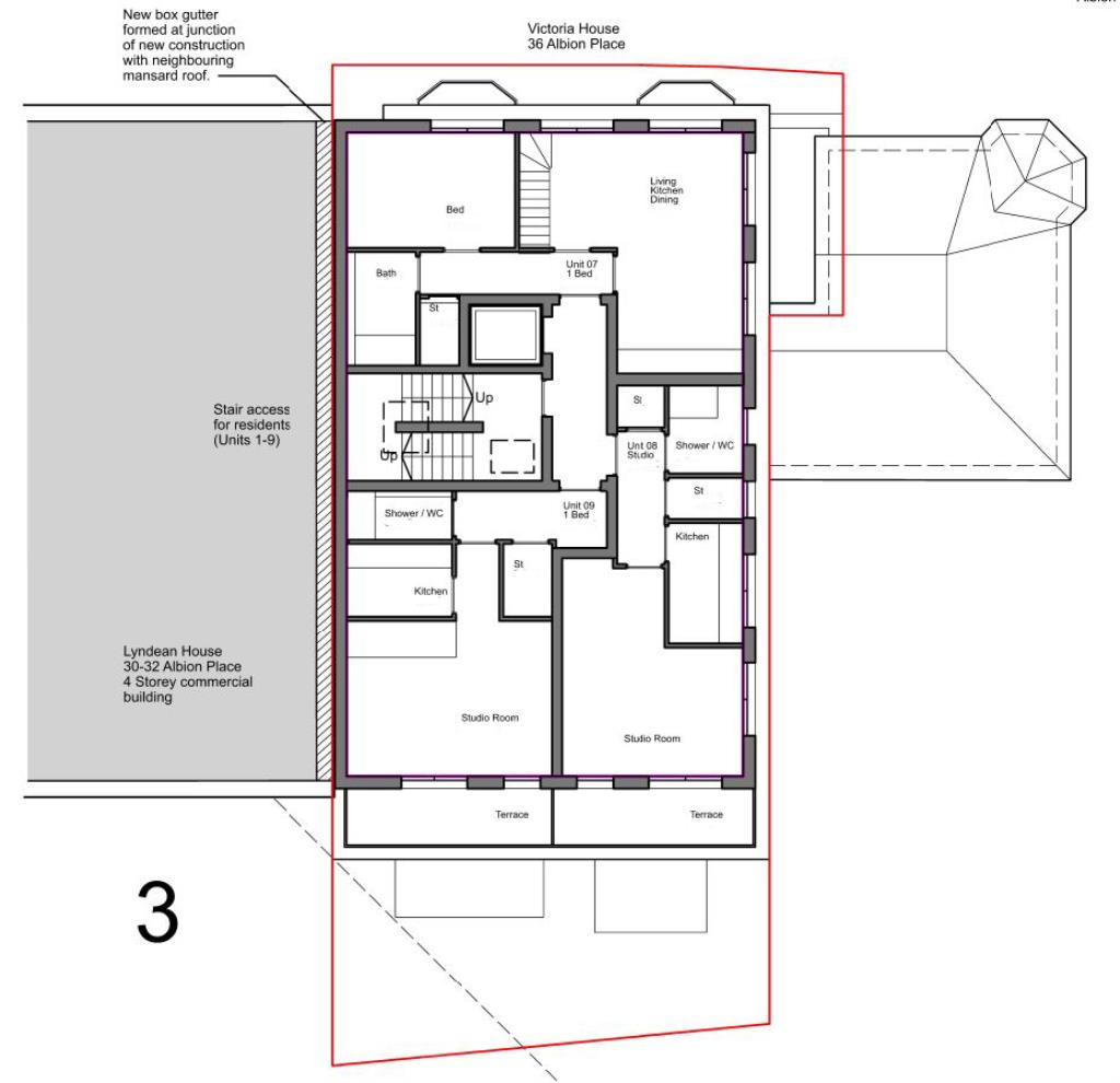 Lot: 127 - FORMER OFFICE WITH PLANNING FOR NINE FLATS - Proposed Third Floor Plan